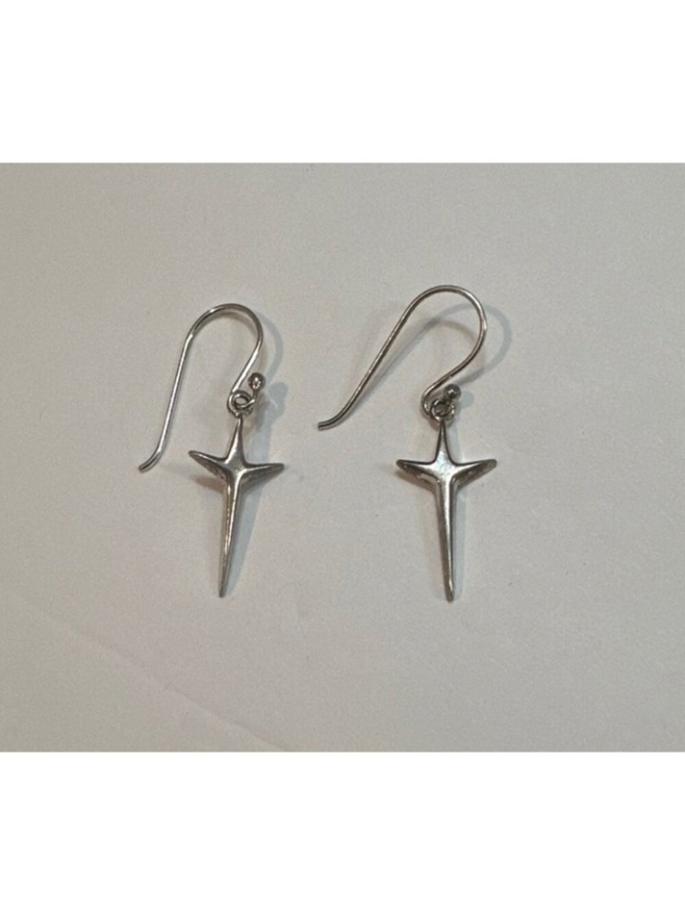 Lavaggi Sterling Cross Modernist Earrings Petite Mid Century Modern Dangle